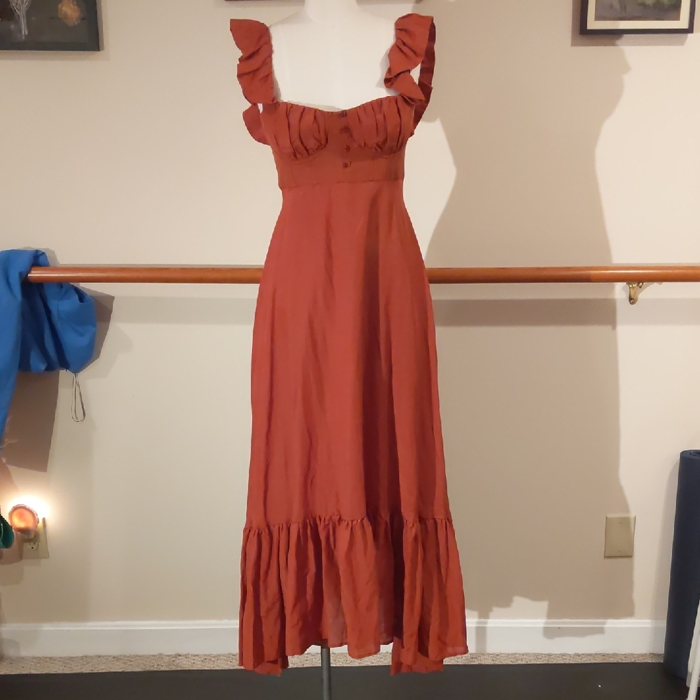 Farm Rio (New! WOT) Elegant Ruffle Maxi Dress